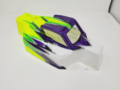 CARROSSERIE P2 BLANC/VIOLET METAL/JAUNE FLUO PEINTE  pour XRAY XB8 2024/2025 - J-CONCEPTS