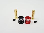 Bouchons de connectiques d'accus lipo + prise pk 5mm (Noir/Rouge)