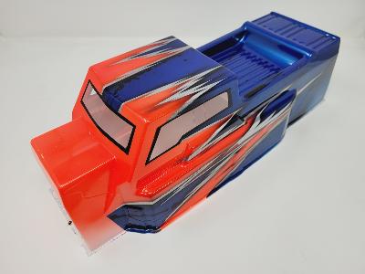 CARROSSERIE ET48 2.x ROUGE FLUO/SILVER/BLEU NUIT PEINTE POUR ET48 2.0 - 2.2 TEKNO-RC