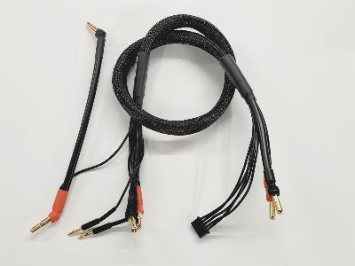 Câble de Charge 2x2S Noir PK 4/5mm + prise d'équilibrage pour sortie chargeur PK 4mm (60cm) WS-LINE