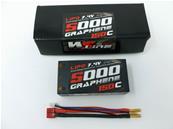 Accu Lipo Shorty 5000 150C 2S 7.4v Graphène (prise PK 4mm) 2S2P WS-LINE