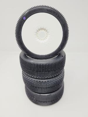 PNEUS WASABI GOMME PURPLE NON COLLES SUR JANTES BLANCHES (4) -NEUF 6-MIK