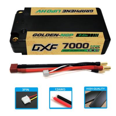 DXF Batterie lipo 2s Performance - 8000mah, 5mm 110 c décharge -2 Paquets Compatible avec losi,associated et Plus - Tension 7,4v lipo 2s, compactes Utilisation optimale