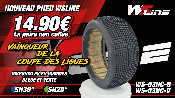 Pneus 03 Buggy 1/8 Gomme Naturel BLUE (30 shore) en KIT jantes blanches NON-COLLES (2) WS LINE