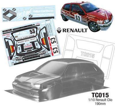 Carrosserie 1/10e CLIO "Vive le Sport" phase1 190mm (non peinte) TEAM-C