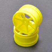 Jantes arriere 2WD/4WD jaune JC 6 rayons 2.2 hex. 14mm CAT 2K (2) CORE RC