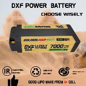 Lipo Batterie 2S 7.6V MIDDLE 7000mAh 150C Gold-NGP 5mm avec cordon DEAN DXF-POWER