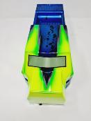 CARROSSERIE ET48 2.0 JAUNE FLUO-VERT/BLEU PEINTE POUR ET48 2.0 TEKNO-RC