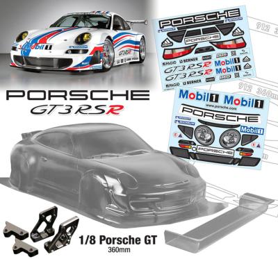Carrosserie 1/8e Porsche P911 GT  avec aileron (non-peinte) TEAM-C