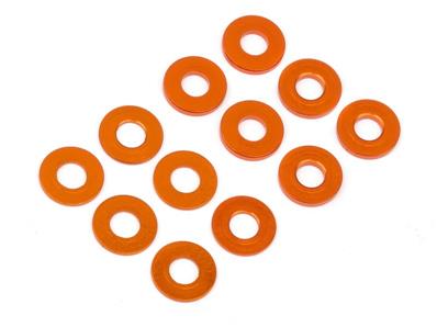 Rondelles aluminiums oranges 3x7mm (0.5/1mm) (6) HB RACING